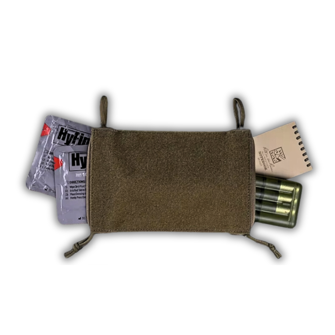 Aegis Drop-In Utility Organization Pouch front view, showcasing durable fabric construction and dual retention loops for secure attachment to tactical gear or chest rig setups.