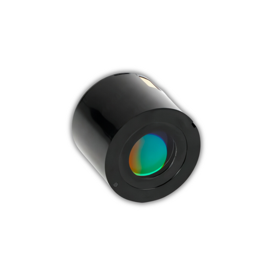 NNVT image intensifier tube with orange phosphor glow, illustrating premium optics for tactical and night vision applications.