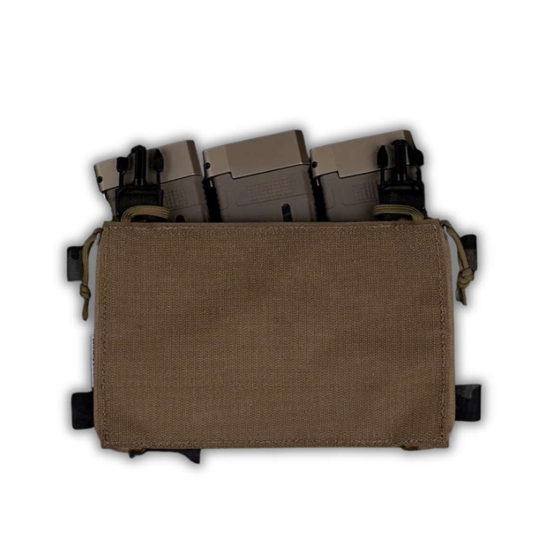 Back view of Aegis Drop-In Utility Organization Pouch, highlighting robust material and versatile hook-and-loop backing, compatible with chest rig gear and plate carriers.